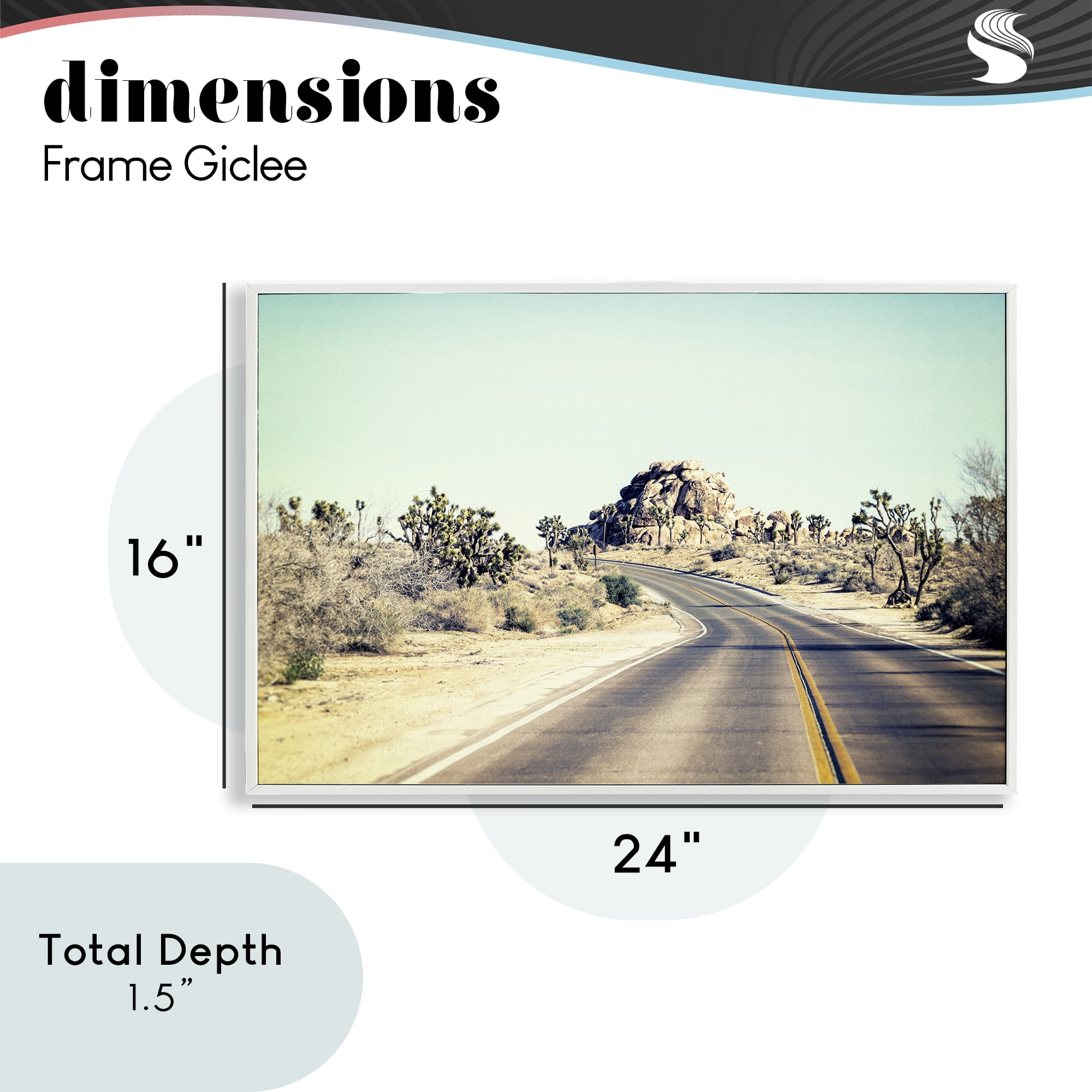 Road Trip Joshua Tree Park White Framed Giclee Art, design by Joseph S Giacalone