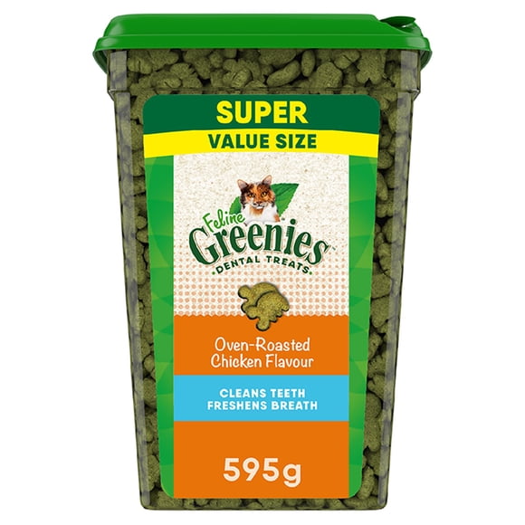 Greenies Gâteries Dentaires pour Chats Adultes, Soins Dentaires, Naturel - Saveur Poulet, 21 oz, Lot de 2