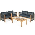 thumbnail image 2 of Costway 4 PCS Acacia Wood Patio Conversation Set w/Cushions for Garden Grey, 2 of 8
