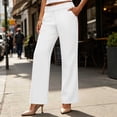 thumbnail image 2 of Yyeselk Women Work Pants with Pockets Straight Leg Slacks Classic Slim Fit Elastic High Waisted Dress Trousers White L, 2 of 6