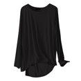 thumbnail image 1 of Oversized Round Neck Tee - Women's Basic Loose Fit T-Shirt, Comfortable Casual Top for Spring/Fall Layering | | Women's Solid Color Loose Round Neck T Shirts for Spring And (Black | L), 1 of 7