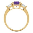 thumbnail image 4 of 2.82 ctw 3 Stone Anniversary Ring for Women | Emerald Cut Natural Amethyst | Hyperallergenic Solid 14K Yellow Gold, 4 of 5