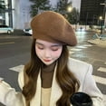 thumbnail image 4 of Knitted Berets for Women French Beret Hats for Women Trendy Painter Cap Beanies Warm Fall Winter Hat Tea Party, 4 of 7