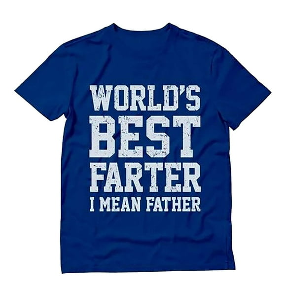 Outfmvch Mens T-Shirts Polo Shirts for Men Graphic Tees Dad Father's Day Shirts for Dad Worlds Best Farter I Mean Father T Shirt Humor Cool Best Gift Sweatshirt Mens Shirts 1Pc Shirt Blue S