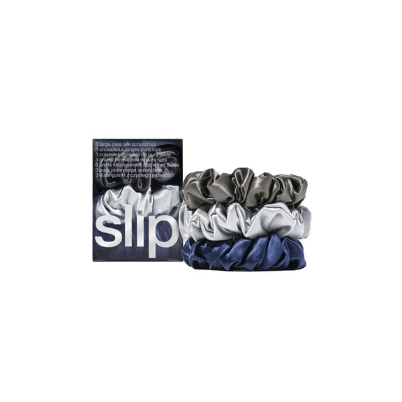 Slip Pure Silk Midnight Large Scrunchies Hair Tie, Assorted Colors, 3 ct