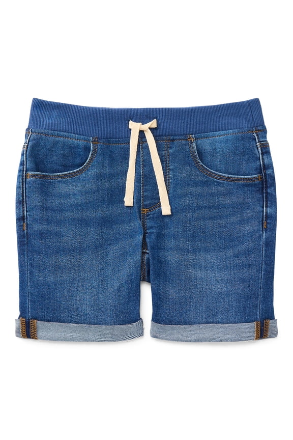 Girls Knit Waistband Denim Shorts, Sizes 4-18 & Plus
