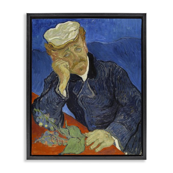 Stupell Industries Van Gogh Dr Paul Gachet People Painting Black Floater Framed Canvas Art Print Wall Art, 17 x 21