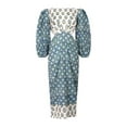 thumbnail image 6 of Women's Summer Midi Dress Retro Floral Print Long Lantern Sleeve Tie Back Slim Dress, 6 of 7