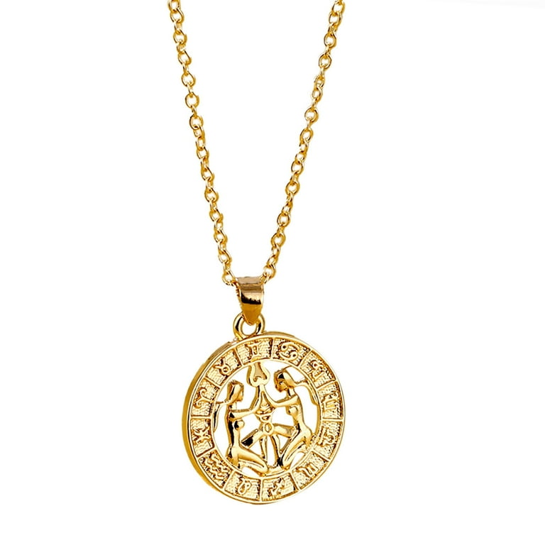Necklaces for Women Zodiac Sign Pendant, Elegant Gold Color Chain Necklace  Letter Zodiac Sign Necklace For Women And Girls Gift Valentines Day Decor 