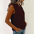 thumbnail image 5 of Women's Gingham Babydoll Neck Tank Top Summer Trendy Sleeveless Button Front Blouses Loose Fit Casual Daily Wear Tops Dark Gray, 5 of 8