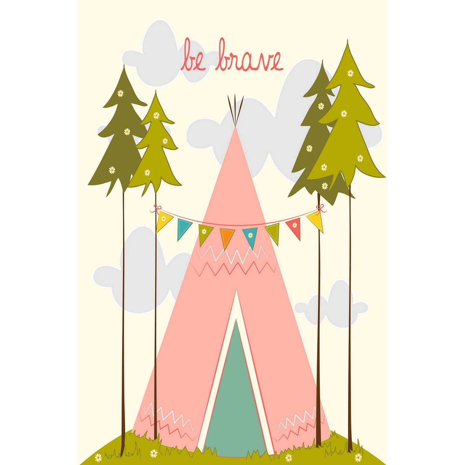 "Be Brave Pink" Painting Print on Wrapped Canvas