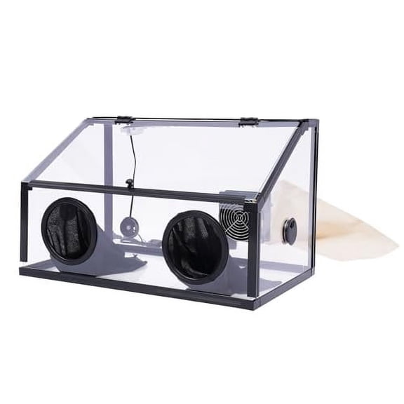 Fully Enclosed Dust Box,220V Electric Dust Hood Enclosed,Acrylic Grinding Table Polisher Dust Cover With LED Light Fan Kit Blower