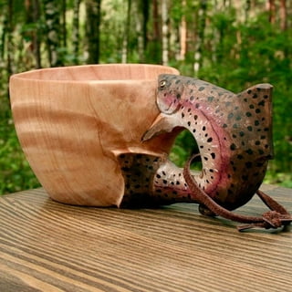 Kyrre Carved Nordic Kuksa - Solid Wood Camp Mug - Large 12 oz (350ml)
