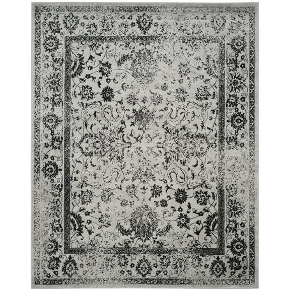 SAFAVIEH Adirondack Wyatt Traditional Distressed Area Rug, Grey/Black, 9' x 12' - Large - Transitional Modern Design, Grey & Black, Ideal for Living Room, Bedroom, Dining Space