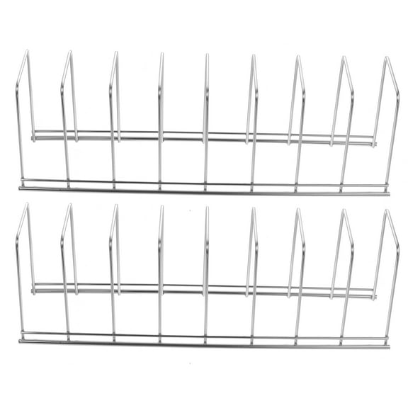 Uonlytech Stainless Steel Pot Lid Organizer for Home Use MultiSlots Plate and Pan Storage Rack Silver 2 pcs