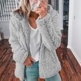 thumbnail image 2 of Aosijia Women Jacket Female Hooded Fleece Plush Coat Plus Size Winter Warm Zipper Top Overcoat Outerwear Light Gray S, 2 of 6