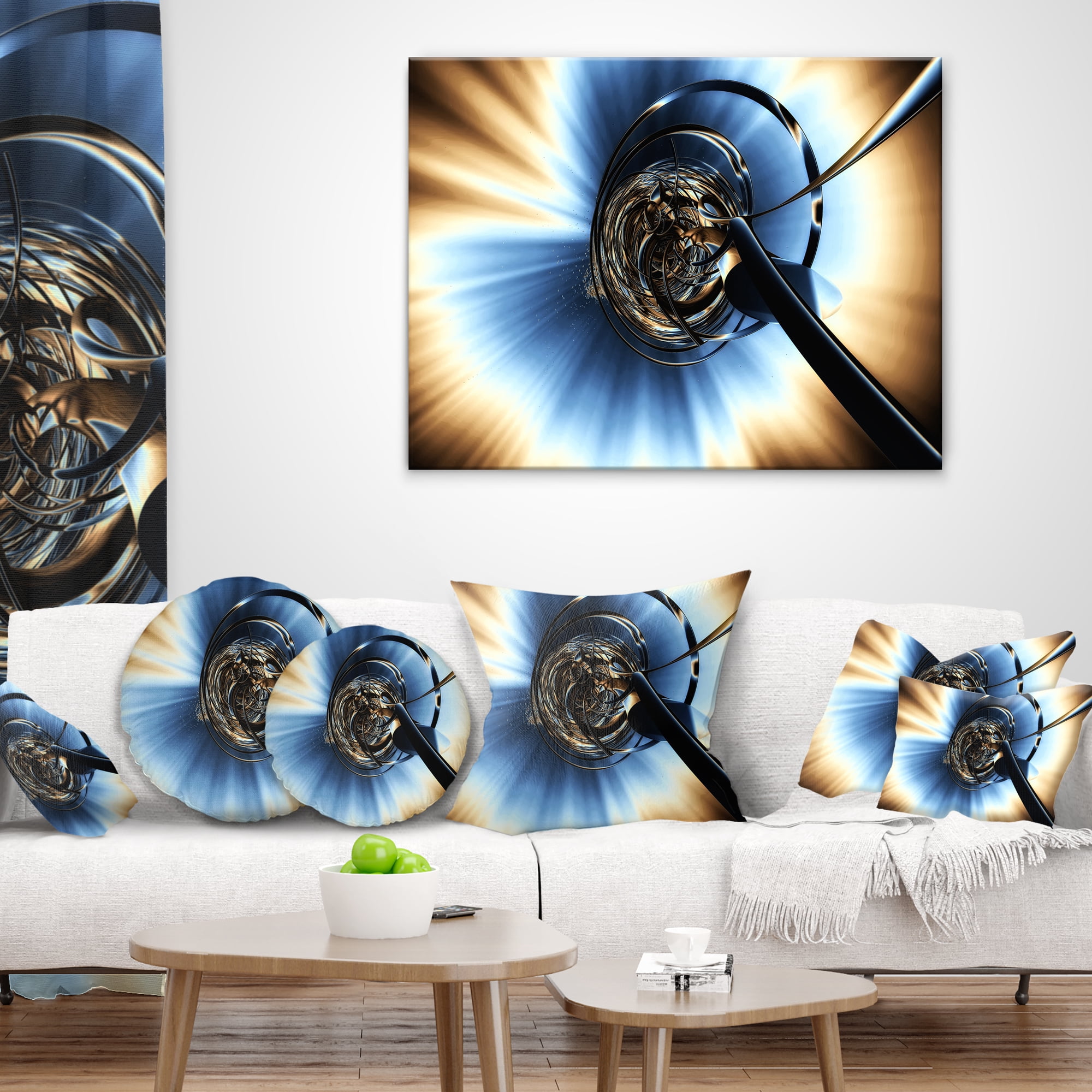 Designart Fractal 3D Tangled Knot - Contemporary Throw Pillow - 16x16
