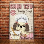 Metal Sign Shih Tzu Bakery Shop Metal Tin Sign Funny Signs Vintage Wall Decor for Home Garden Bar Bathroom 8x12 Inches