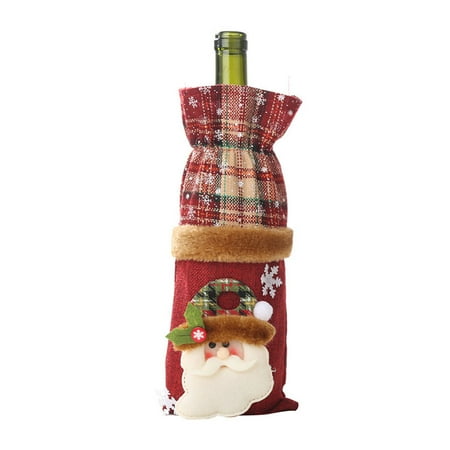 

Santa Snowman Elk Christmas Wine Bag Reusable Christmas Ornament for Christmas Table Decoration Senior