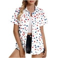 thumbnail image 2 of Red White and Blue Blouses for Women Independence Day Shirt for Women Patriotic Women Shirts Women American Flag Tshirt Ladies Short Sleeved Shirt With Non Positioning Printed Lapel Shirt Cardigan, 2 of 5