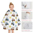 thumbnail image 6 of Cartoon Tractors Stars White Pattern Blanket Hoodies for Kids 6-13YR Oversize Wearable Blanket Hoodies for Boys Girls Teens, 6 of 7