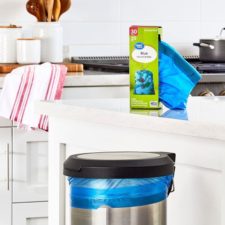 Great Value 30-Gallon Blue Drawstring Recycling Bags, 20 Count photo 4
