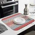 thumbnail image 3 of Bohemian Boho Kitchen Drying Mat - Super Absorbent Microfiber Dish Drying Pad with Boho Theme - Foldable Heat Resistant Countertop Mat for Dishes 18"x16", 3 of 7