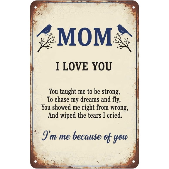 Funny Tin Sign To My Mom Wall Panel I Am Me Because Of You Retro Metal Sign Vintage Sign For Home Coffee Wall Decor 8x12 Inch Signs Aluminum Plates Printed