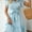 Blue, variant on Women Summer Polka Dot Casual Wrap Ruffle Sleeve Belted Flowy Mini Dress for Women Vacation