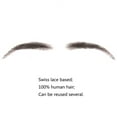 thumbnail image 3 of False Eyebrows Clicling Human Hair Artificial Real Hair Handmade Crochet False Brows Invisible Realistic Natural Fake Eyebrows(Black), 3 of 5