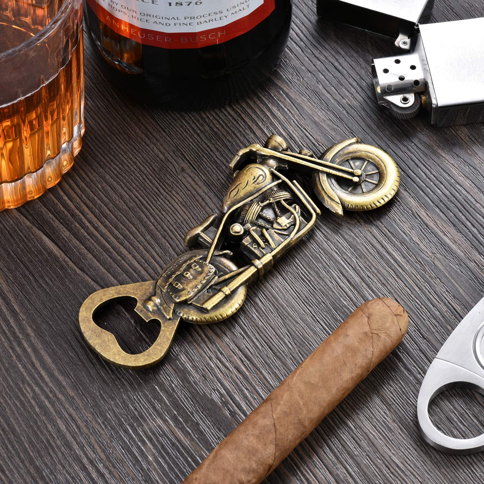 Motorcycle Beer Gifts for Men Dad Husband Vintage Motorcycle Bottle Opener Christmas Presents Stocking Stuffers Unique Birthday Beer Gifts for Him Boyfriend Father Grandpa-1 PACK 