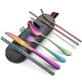 thumbnail image 1 of Ensemble d'Ustensiles Portable en Acier Inoxydable Couverts Réutilisables de Voyage Ensemble de Couverts de Camping, 1 of 9