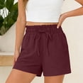 thumbnail image 5 of ClodeEU Women's Drawstring Waist Shorts,Lightweight Casual Loose Fit Summer Shorts with Pockets Wine,Women's Plus XXL, 5 of 8
