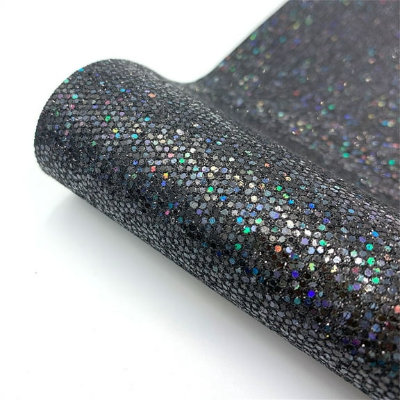 TransWonder Black Glitter HTV Glitter Heat Transfer Vinyl 12inx5ft. Glitter HTV Vinyl Iron on Vinyl for Cricut T Shirts