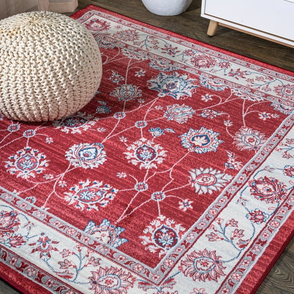 JONATHAN Y MODERN PERSIAN 5' Square Area Rug, Vintage Moroccan Traditional - Red/Ivory, MDP101F-5SQ