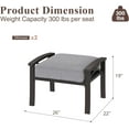 thumbnail image 6 of May in color 2 Pieces Metal Outdoor Patio Ottoman Set, Outdoor Foot Stools with Thick Cushion, Small Seat Furniture for Porch Balcony Backyard, Grey, 6 of 6