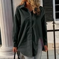 thumbnail image 2 of Moda mujer Casual solapa manga larga Color sólido camisa Top blusa tipo cárdigan de un solo pecho Pompotops  FGAJ21225, 2 of 6
