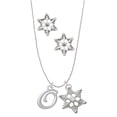thumbnail image 1 of Delight Jewelry Silvertone Small Gelato Script Initial - O - Silver tone Snowflake Charm Necklace and Stud Earrings, 1 of 4