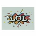 thumbnail image 1 of LOL Cutting Board, Comic Cartoon Style Speech Bubble with LOL Text Halftone Background with Colorful Stars, Decorative Tempered Glass Cutting and Serving Board, in 3 Sizes, by Ambesonne, 1 of 2