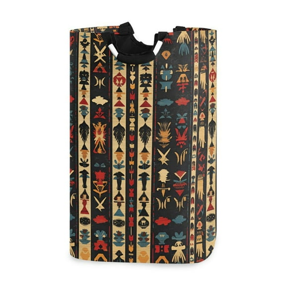 Yayeee Freestanding Laundry Hamper with Handle Collapsible Large Storage Basket for Clothes, Beige Geometric