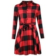 thumbnail image 2 of FANCYINN Women Long Sleeve Plaid Pattern Tunic Tops Shirt Casual Spring Dress Red S, 2 of 6