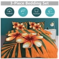 thumbnail image 5 of 3 Pcs Soft Bedding Set, Includes 1 Duvet Cover with Zipper And 2 Pillow,Shams Hawaiian Hibiscus Garden Orange Flowers Full(79"×90"), 5 of 8