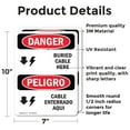thumbnail image 2 of (2 Pack) Cable Buried Here Bilingual OSHA Danger Sign 7 Inch X 10 Inch Vinyl Label Decal Sticker Weather Resistant, UV Protected for Workplace, Business, and Construction Site, Made in, 2 of 7