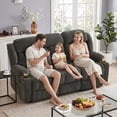 thumbnail image 5 of Bonzy Home 3-Seat Reclining Sofa with Cup Holders, Extra-Wide Manual Recliner Soft Fabric Couch for Living Room, Dark Gray, 5 of 9