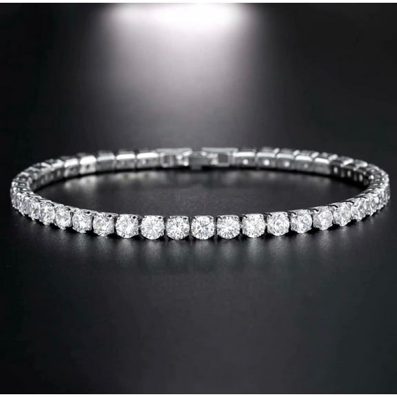14k White Gold Plated Swarovski Element Crystal Tennis Bracelet