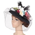 thumbnail image 2 of Diadema de cabellero Floral Horquilla Sombrero con Plumas Malla Vintaje Joyas Joyería para Boda Disfraces de Halloween Negro Yinane Accesorio para el cabello de las mujeres, 2 of 8