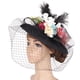 thumbnail image 2 of Diadema de cabellero Nupcial Sombrero con Plumas Flores de Cabello Vintaje Accesorios para de Té Cerimonia Noche Negro Salvador Accesorio para el cabello de las mujeres, 2 of 10