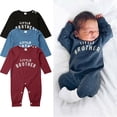 thumbnail image 3 of wsevypo Newborn Baby Boys' Little Brother Romper Short Sleeve Jumpsuits One Piece Outfit, 3 of 5