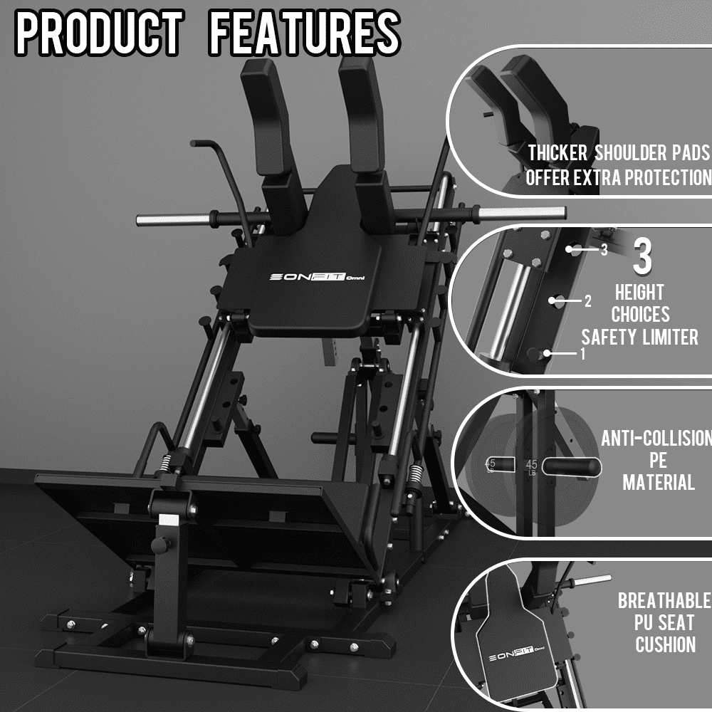 Eonfit EL2 Leg Press Machine for Home Gym, Hack Squat Machines with Linear Bearing 45° (30°~60° Adjustable) Lower Body Strength Training Equipment 1200lbs with Weight Storage
