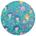 thumbnail image 6 of Qxltty 15inch Round Placemats Set of 4 Polyester Fabric Heat Resistant Washable Table Mat for Kitchen Party Decor Cartoon Mermaids Blue Pattern, 6 of 7